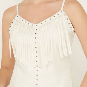 NWT studded fringe tank top